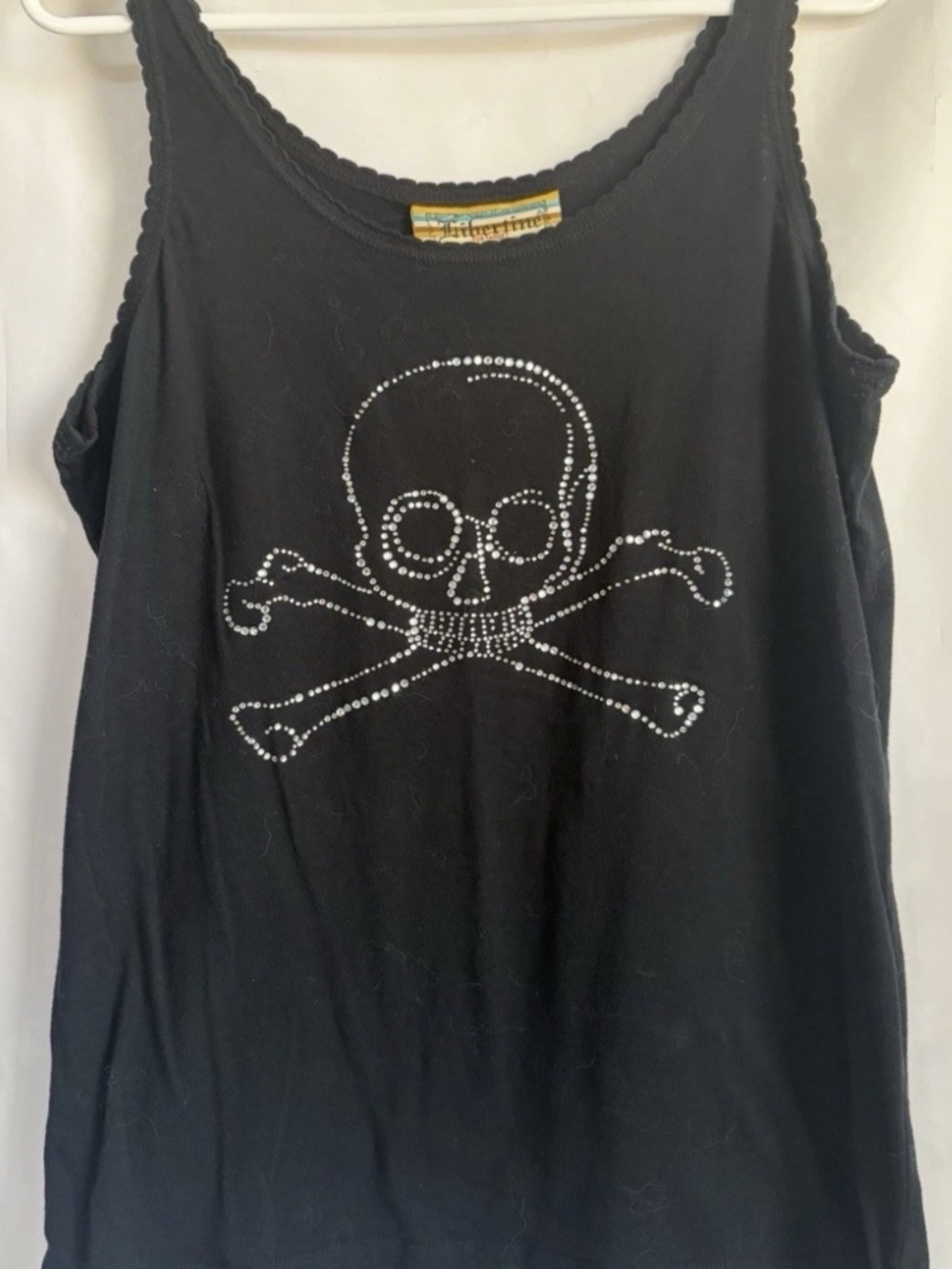 Vintage LIBERTINE Black w/Rhinestones SKULL T-Shirt | Tank Sleeveless | Size XL